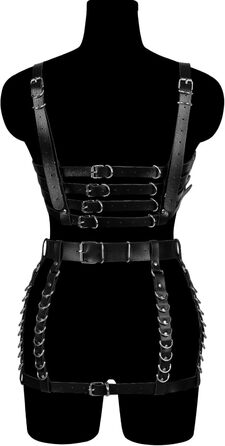 Корсет-гетри з шкіряним поясом для жінок та дівчат. Готичний аксесуар для вечірок, танців, готичного стилю (Чорний)
