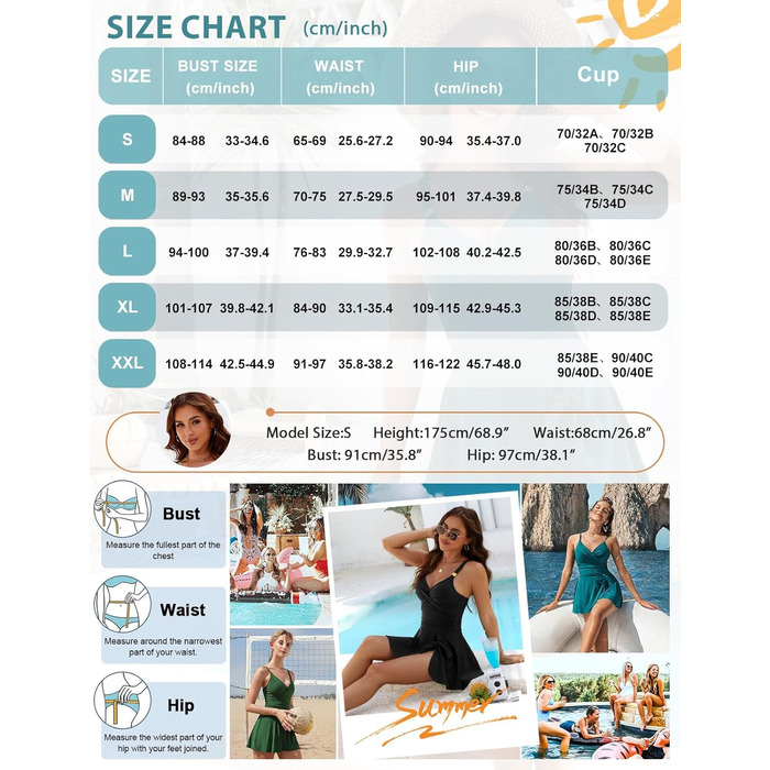 Елегантний купальник для жінок Badeanzug Damen, цілісний, з драпіруванням, приховує животик, V-подібний виріз з пуш-ап чашечками, плаття-купальник Swimdress, чорний, розмір L