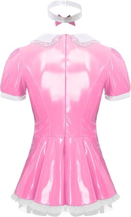 Костюм покоївки Inhzoy для чоловіків: лакове плаття, набір з нашийником, костюм для вечірок, карнавалу, Хелловіну, косплей, рожевий (3XL)