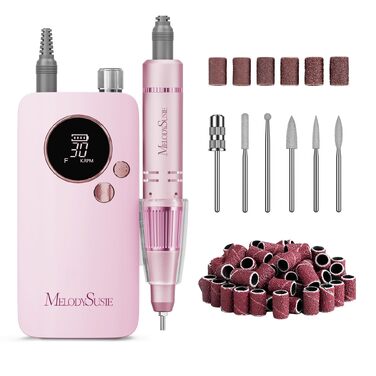 Професійний портативний апарат для манікюру MelodySusie SC320F, бездротовий електричний нігтьовий фрезер 30000 об/хв для нарощених нігтів, гель-лаку та педикюру (Рожевий)