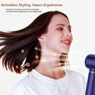 Мультистайлер для волосся 6 в 1 UKLISS Air Styler Set з дифузором, LCD-дисплеєм та насадами для завивки, сушіння та вирівнювання, 1000 Вт, Gold Blue