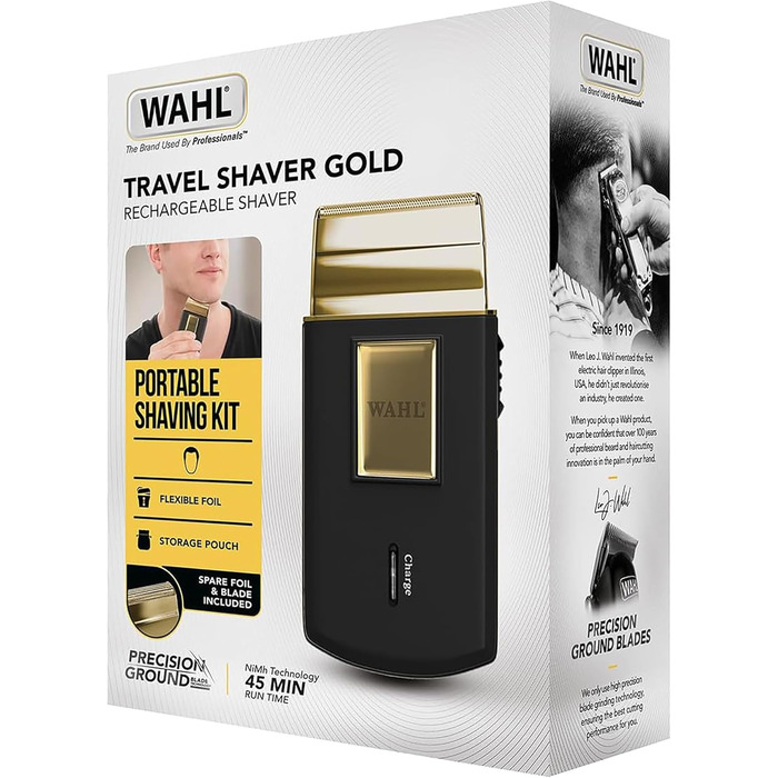 Електрична бритва для подорожей Wahl Travel Shaver Gold Edition — акумуляторна компактна машинка для гоління чоловіків, золотиста
