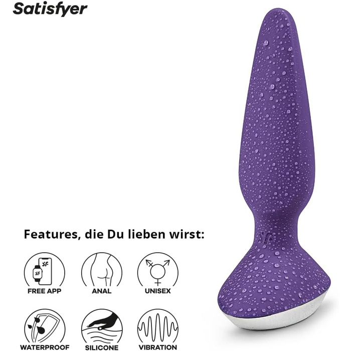 Вібратор Satisfyer Plug-ilicious 1 для анусу з керуванням через додаток | Водостійкий (IPX7) | Силікон, безпечний для шкіри | Іграшка для дорослих для чоловіків та жінок | Колір: бірюзовий, розмір: універсальний