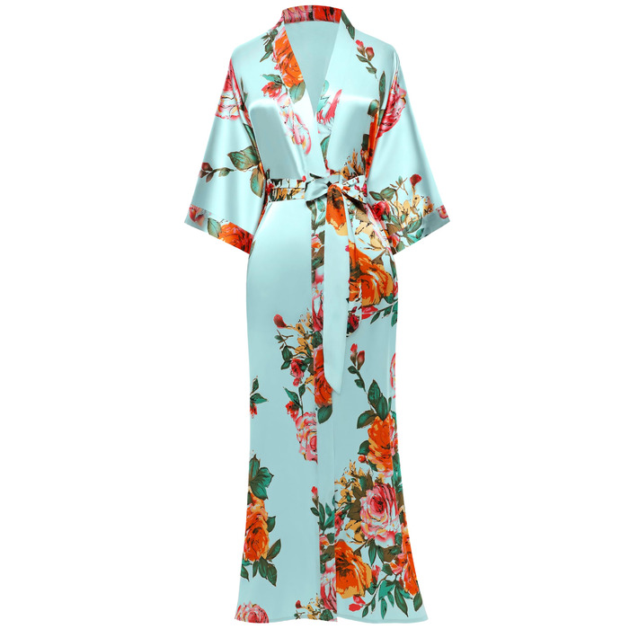 Халат жіночий шовковий максі з квітковим принтом, Babeyond, для дому та відпочинку