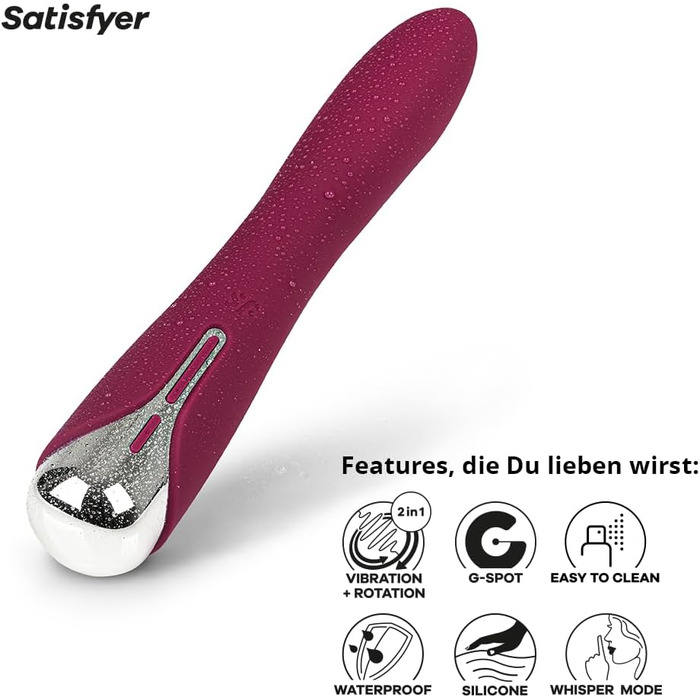 Вібратор Satisfyer Spinning Vibe 1 G-Punkt | 12 вібрацій та 5 програм обертання | Для жінок | Водостійкий (IPX7) | (Полуниця)