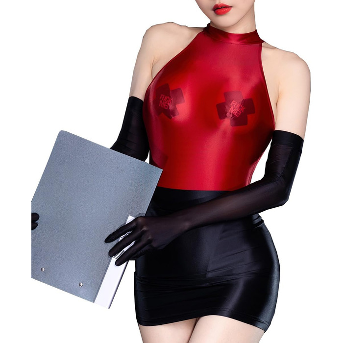 Костюм Секретарки: Комплект нижньої білизни з мережива, боді, спідниця, для косплею, святкування Хелловіну та рейв-вечірок, червоно-білий, розмір M