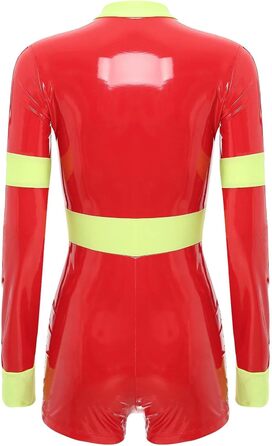 Костюм для косплею GRRKDFQ Erotiek: жіночий еротичний костюм, червоний комбінезон з довгим рукавом на блискавці (розмір L)