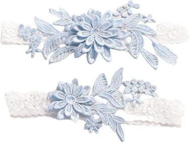 Жінські мереживні стрічки-тримачі для панчіх YUEKOPOU. 1 пара мереживних стрічок для наречених, весільних аксесуарів, костюмів, вечірок. Колір: світло-блакитний