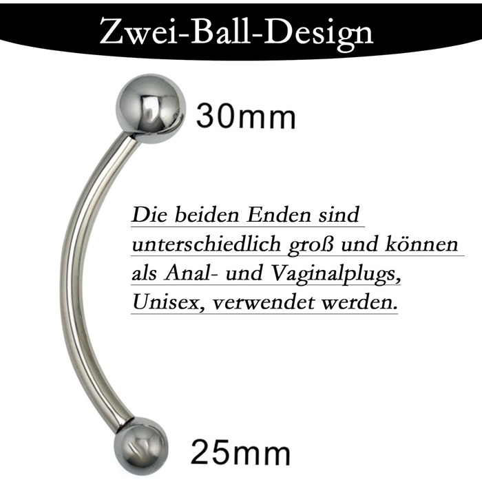 Анальний дildo з металу Doppelkopf з двома кульками, стимулятор G-точки, нержавіюча сталь