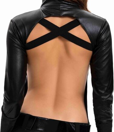 Латексний жіночий комбінезон-кальсони з відкритим верхом, чорний. Комплект з рукавичками, маскою та поясом. Сексуальний латексний костюм для дорослих.