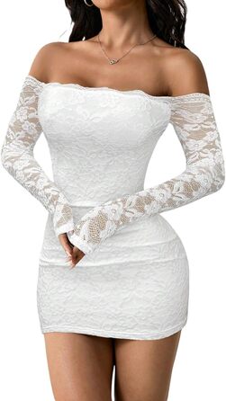Вечіркове міні-плаття WeatyRock з довгим рукавом, мереживом, готичний стиль, біле, розмір M