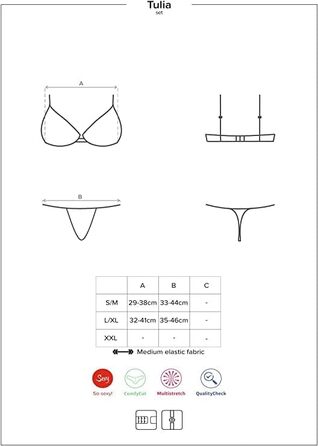 Сексуальний жіночий комплект спідньої білизни Obsessive з бюстгальтером, поясом-гюртом та стрінгами, у подарунковій коробці, чорний/рожевий, L-XL