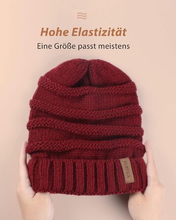 Жіноча в'язана шапка-біні FURTALK Slouch Beanie у стилі стрітстайл, тепла зимова шапка грубой в'язки, м'яка, червона (один розмір)