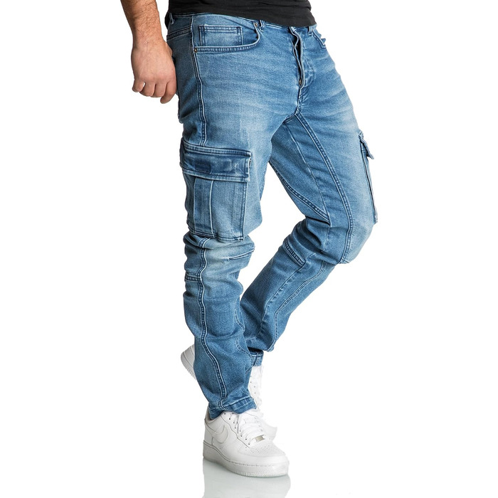 Чоловічі джинси-карго REPUBLIX Regular Slim Denim Destroyed, світло-блакитні (40W / 34L)