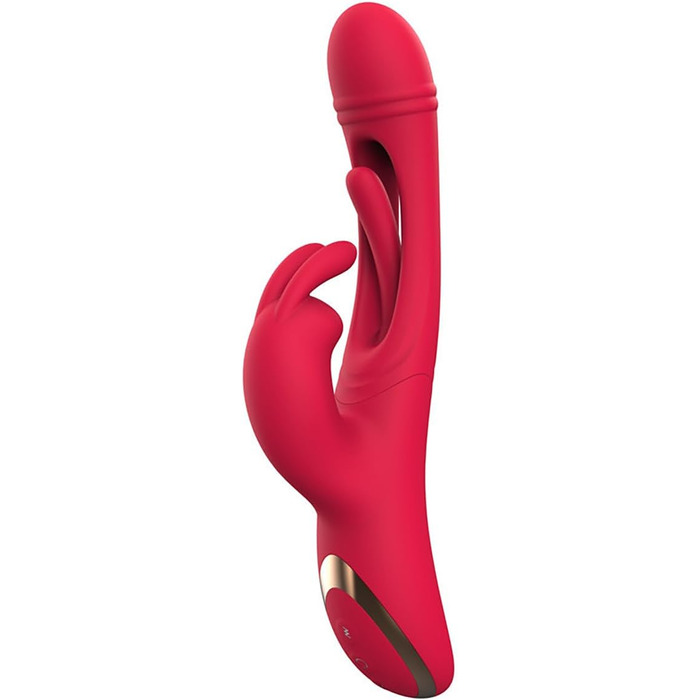 JFRong 3-в-1 Вібратор Кролик: Dildo, Вібратор для жінок, G-точка, Анальний вібратор, 10 режимів, Водостійкий, Червоний