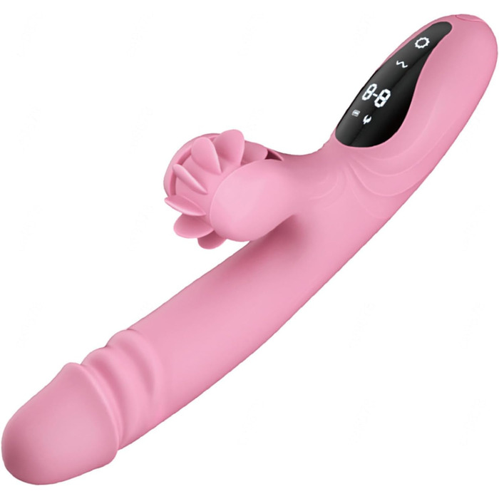 Вібратор для жінок з 9 функціями, нагрівання, силікон, дільдо, масажний стрижень, рожевий