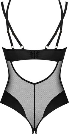 Сексуальний жіночий комплект спідньої білизни Selente Love & Fun: боді/відкритий боді та шовкова маска для очей, чорний, шнурівка (XL-XXL)