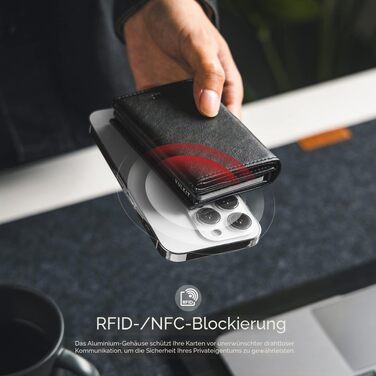 Шкіряний картхолдер VULKIT для чоловіків з Pop-up механізмом, RFID-захистом, відділенням для купюр та вікном для ID-картки, чорний