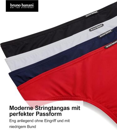 Труси чоловічі Bruno Banani 4 шт. - Мікрофібра, дихаюча тканина, низька посадка, чорний/темно-синій/червоний/білий