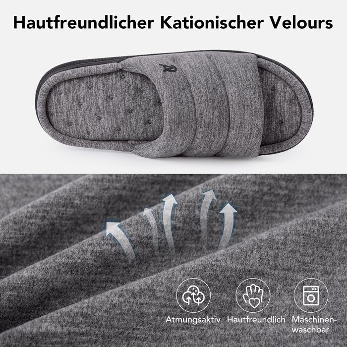 Чоловічі відкриті капці VeraCosy з ефектом пам'яті (Memory Foam), сірі, розмір 42/43 EU