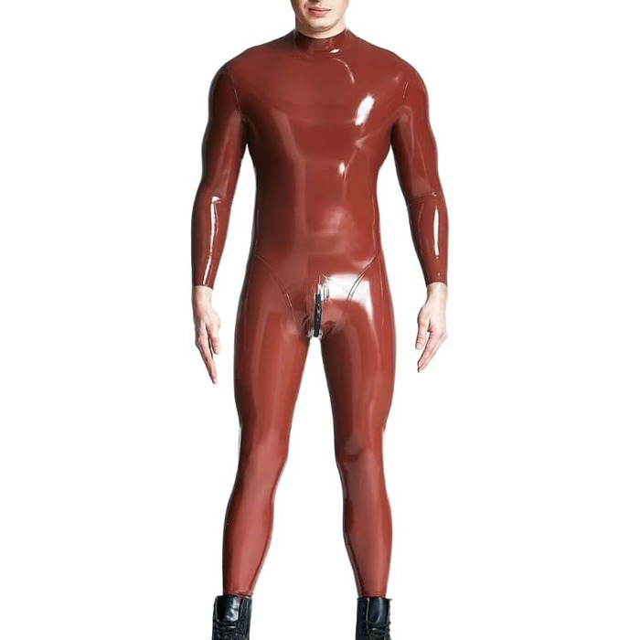Комбінезон з латексу для чоловіків TIANXIAOQWE, темно-червоний, з блискавкою в паху, розмір XXL