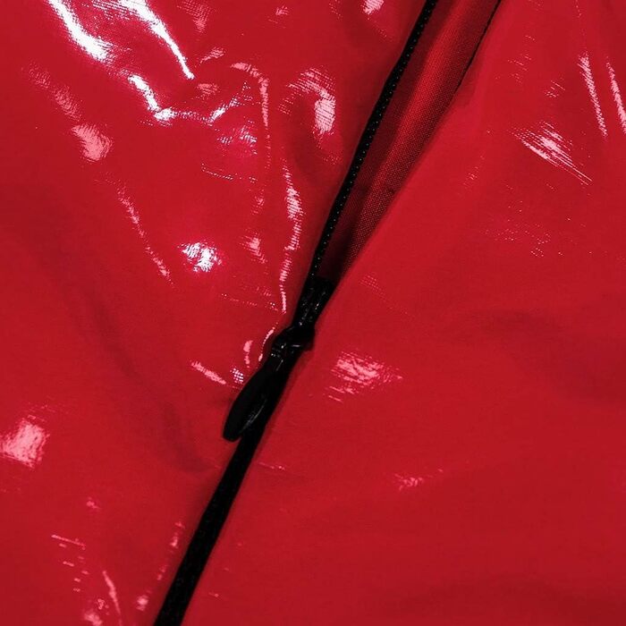 Жіноче шкіряне плаття-боді JasmyGirls, латекс, блискуче, на блискавці, бодікон, косплей, ролеві ігри, комбінезон (червоний без бретелек, L-XL)