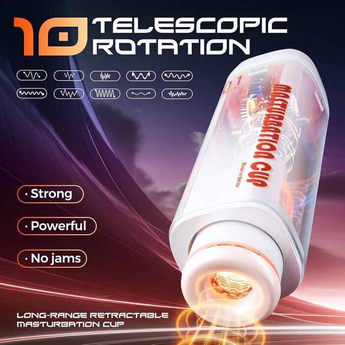 Електричний мастурбатор JFRong для чоловіків з 10 телескопічними та 10 ротаційними режимами, 3D-вагіна, стимулятор пеніса, чаша для мастурбації