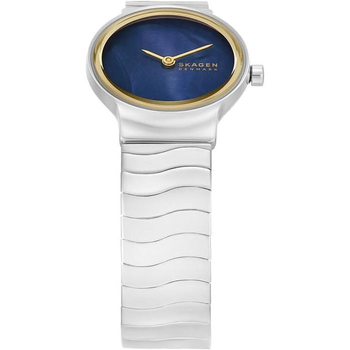 Жіночий кварцовий годинник Skagen Freja Lille (26 мм), золотистий з чорним циферблатом, сталевий або шкіряний ремінець