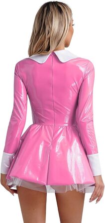 Костюм косплею: Французьке горничне плаття для жінок, рожевий, довгі рукави, A-силует, рожевий, розмір L