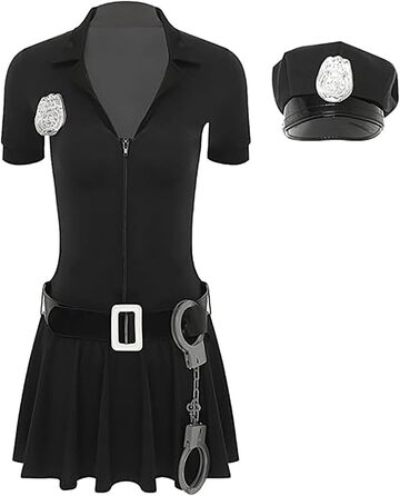 Костюм поліцейського для жінок, поліцейський костюм, поліцейський, косплей, карнавальний костюм, чорний, S