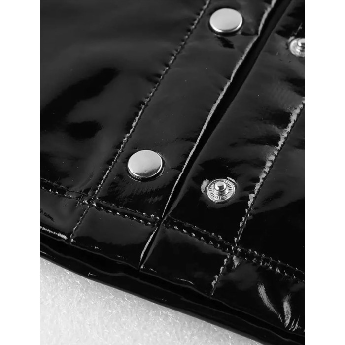 Чоловіча сорочка з лакованої шкіри Wetlook AIEOE, чорна, XXL