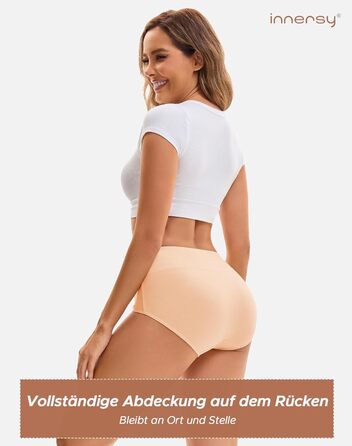 Труси жіночі INNERSY бавовна стрейч, висока талія, 5 шт. (XXL, бежевий)