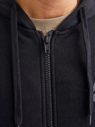 Чоловіча толстовка-худі на блискавці Jack & Jones Jjecorp Logo Sweat Zip Hood, чорна, розмір L