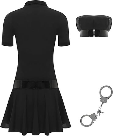 Костюм поліцейського для жінок, поліцейський костюм, поліцейський, косплей, карнавальний костюм, чорний, S