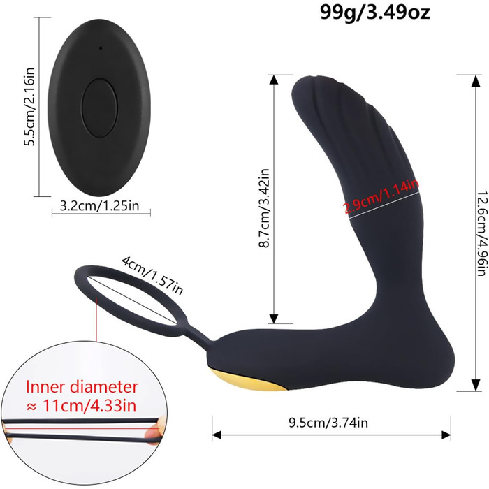 Вібраційний кільце для пеніса TYDAY: 10 режимів, водонепроникний, з пультом дистанційного керування