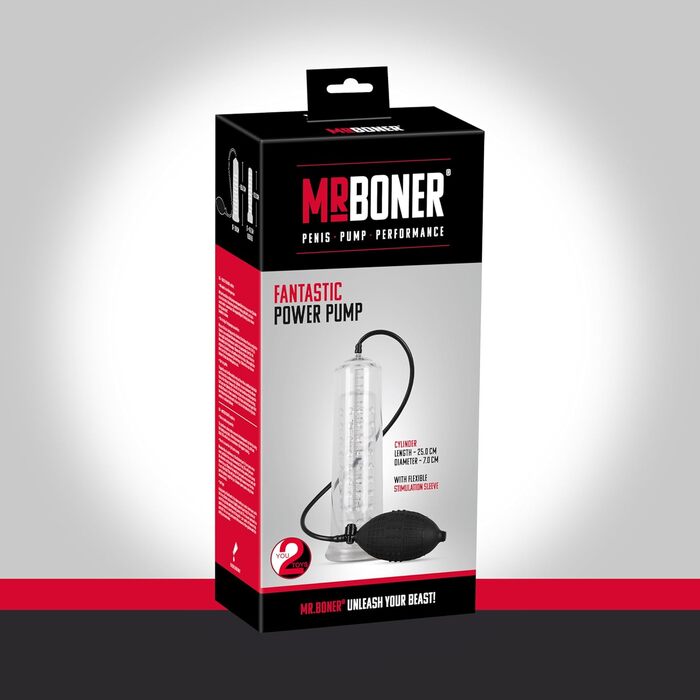 You2Toys Mister Boner - вібруючий насос для потенції, вакуумна помпа з висувним вібро-яйцем та силіконовою манжетою, чорний/прозорий (24 см)