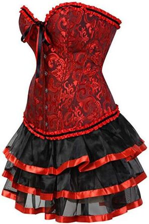 Сукня готична Moulin Rouge Coragenkleid Korett з пишною спідницею, великі розміри -6XL (XS, Червоний-2)