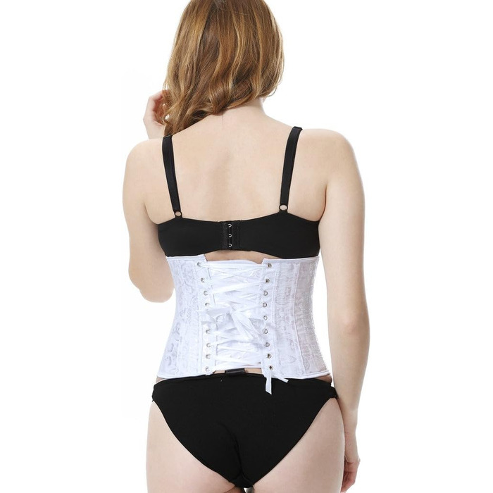 Корсет Everbellus для жінок з 24 сталевими ребрами, для схуднення, корсаж, пояс, під грудьми, без ребер, мідер (S, білий)