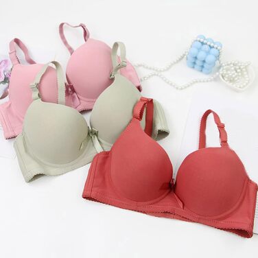 3 шт. бюстгальтери для жінок XCXC з кісточками, великі розміри, Push-Up, легкі, ідеальна посадка, класичний дизайн, регульовані бретелі, анти-провисання, комплект на кожен день та для відпочинку (Бежевий+Червоний+Чорний), розмір 80B