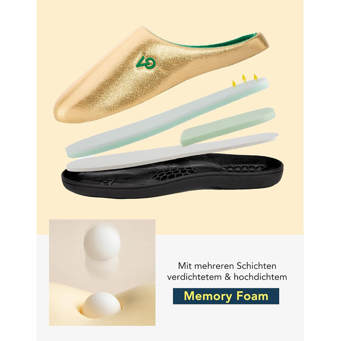 Чоловічі двоколірні домашні капці VeraCosy з ефектом пам'яті Memory Foam, розмір 42/43 EU, колір Tribünengold