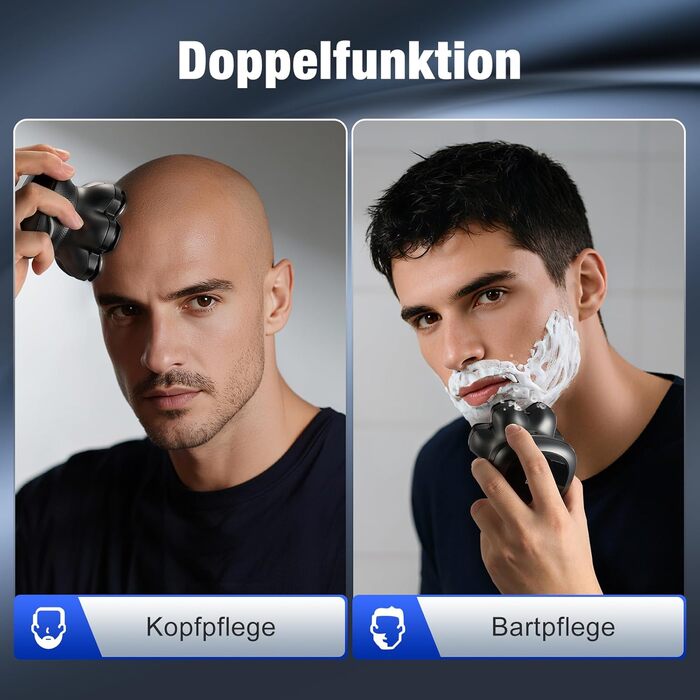 Електричний тример-голениця для голови та обличчя Kensen 7D Bold Shaver, водонепроникна машинка для гоління чоловіча, USB Type-C, синя