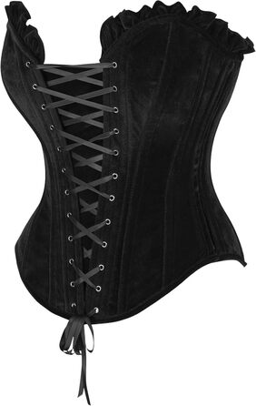 Корсет Daisy Corsets з шнурівкою, чорний велюр, сталеві ребра, Overbust, 4XL
