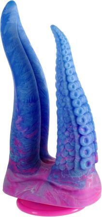Анальний стимулятор з щупальцями Shkanla 27.5cm - реалістичний гігантський дилда з присосками, силікон, для дорослих (синій, рожевий)