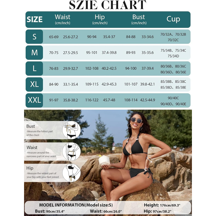 Сексуальний жіночий купальник-бікіні Triangel з шнурівкою, push-up, з перлами, чорний