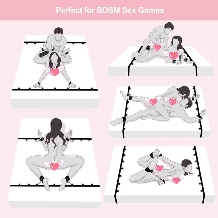 Набір для БДСМ Bett Fesseln: Фетіш-іграшки для пар з наручниками, кайданами, пов'язкою на очі та клямками. Стабільний набір для сексуальних ігор