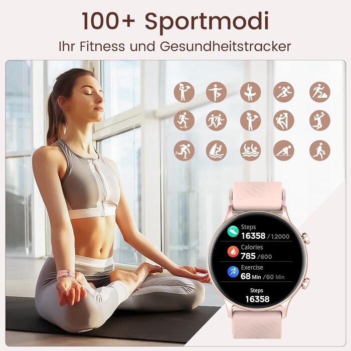 Смарт-годинник WalkerFit для жінок з Bluetooth-дзвінками, 1.39