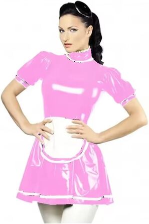 Костюм покоївки з PVC для дорослих, Sissy, з коміром-голкою, A-силует, з фартухом, 3XL, чорний, для Хелловіну, вечірки, косплею