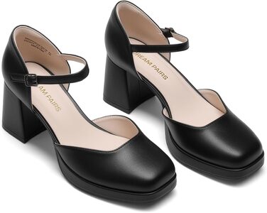 Жіночі туфлі Mary Jane Dream Pairs на масивній платформі, чорні, екошкіра (PU), розмір 39 EU