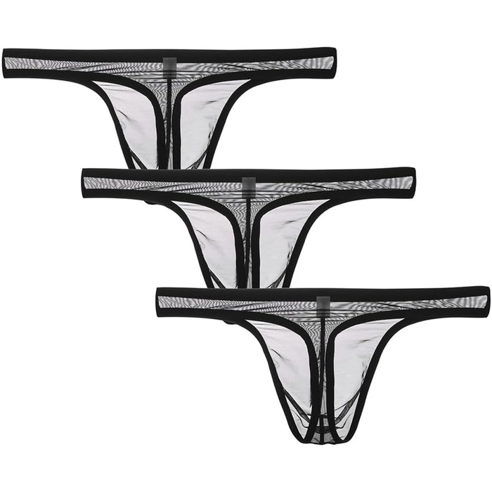 Чоловічі труси-сліпи BIATWOWR, труси-танга, прозорі, сексуальні, чорні, розмір L