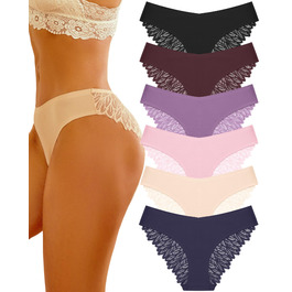 Жіноча білизна Freche Sth Big: 6 комплектів трусиків-бікіні без швів, мереживо, дихаючі, м'які, сексуальні, розмір M, кольори в асортименті